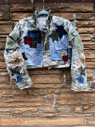 Custom Digital Multi Patchwork Crop Jacket
