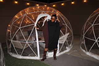 Chocolate drop knit sweater dress