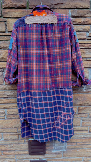 Custom Multi Plaid AIRFORCE Patchwork Duster