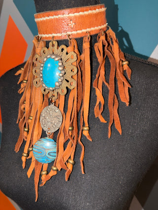 Turquoise Fringe Choker