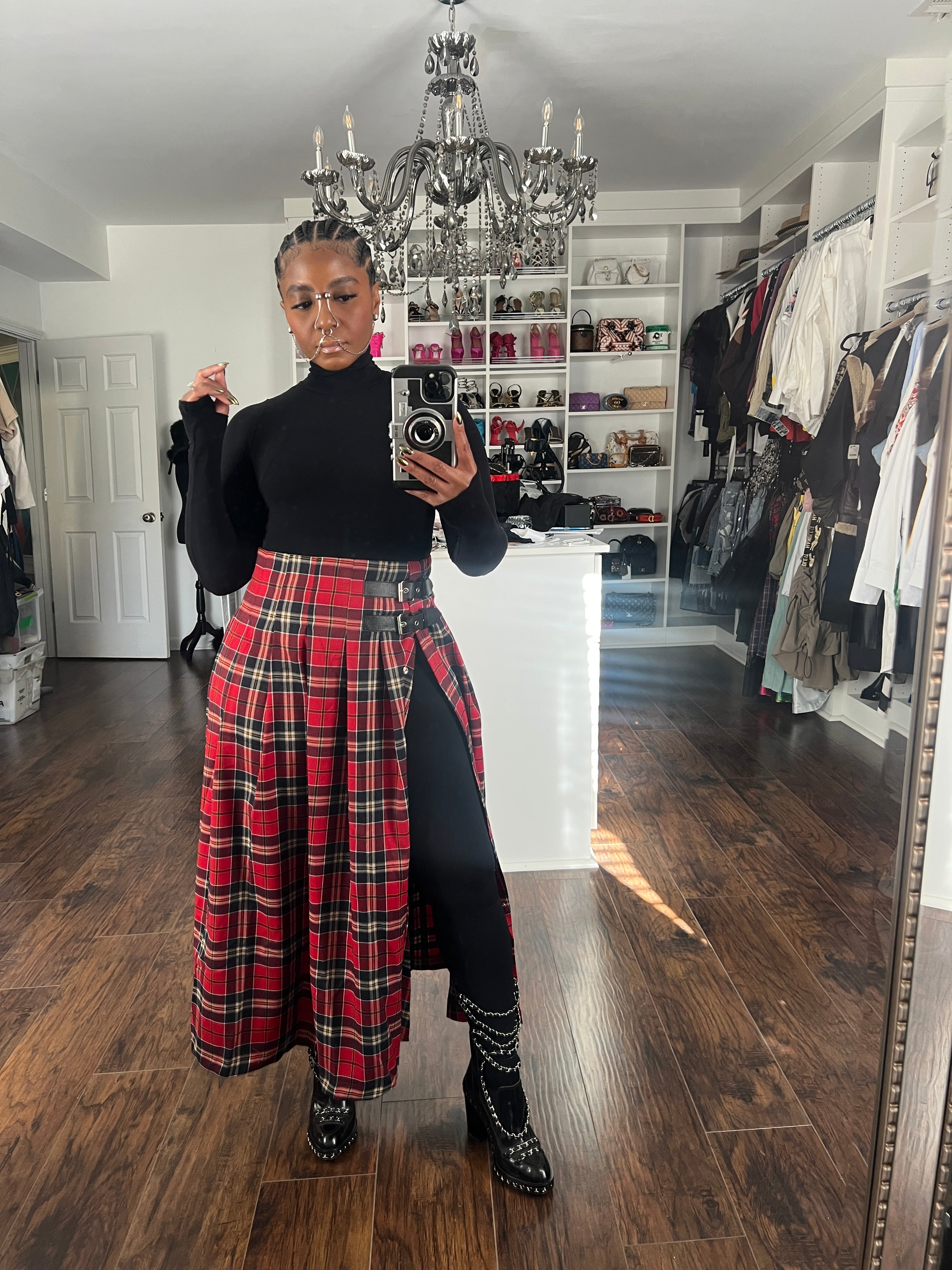 Tartan Plaid Slit Skirt - The Vault by Sacha