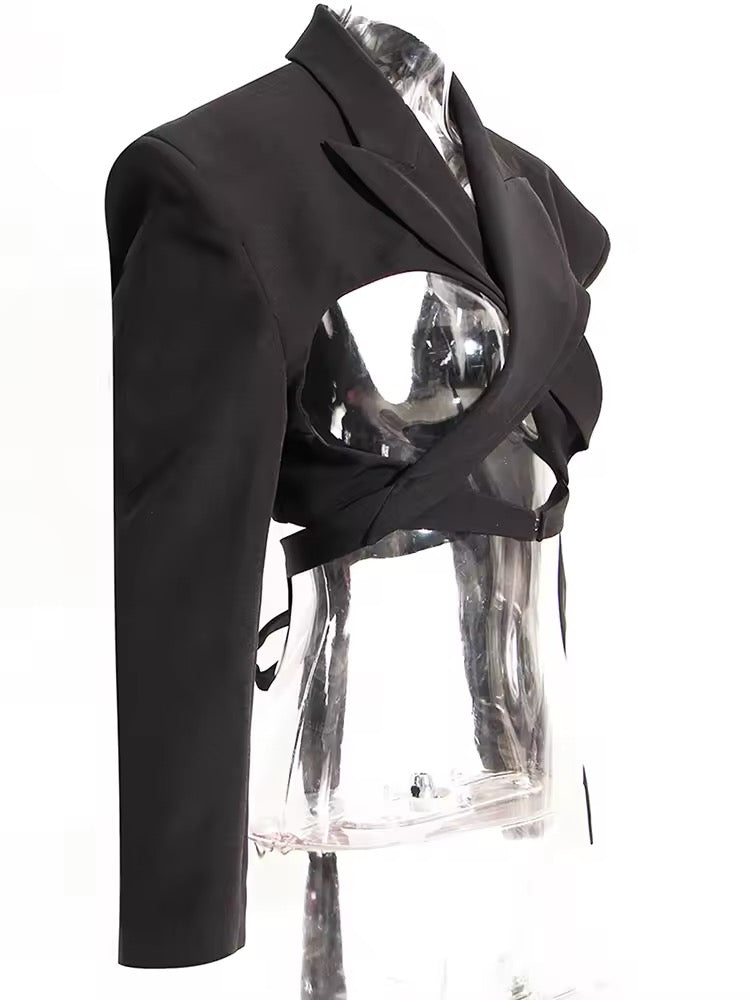 Black Cropped Cut Out Blazer - The Vault by Sacha
