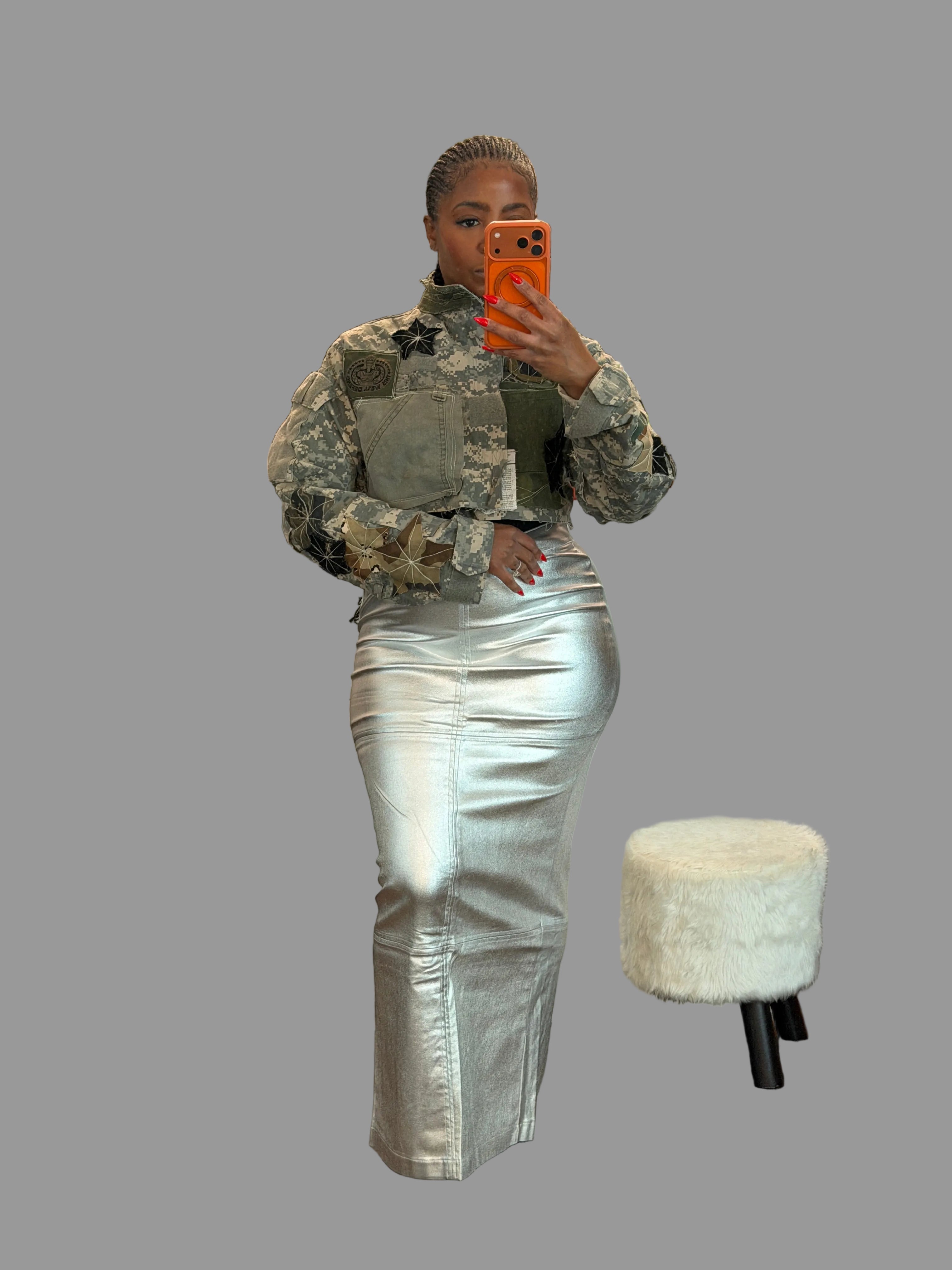 Platinum Stretch Pencil Skirt - The Vault by Sacha