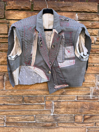 Custom Short Sleeve Gray Crop Blazer 8