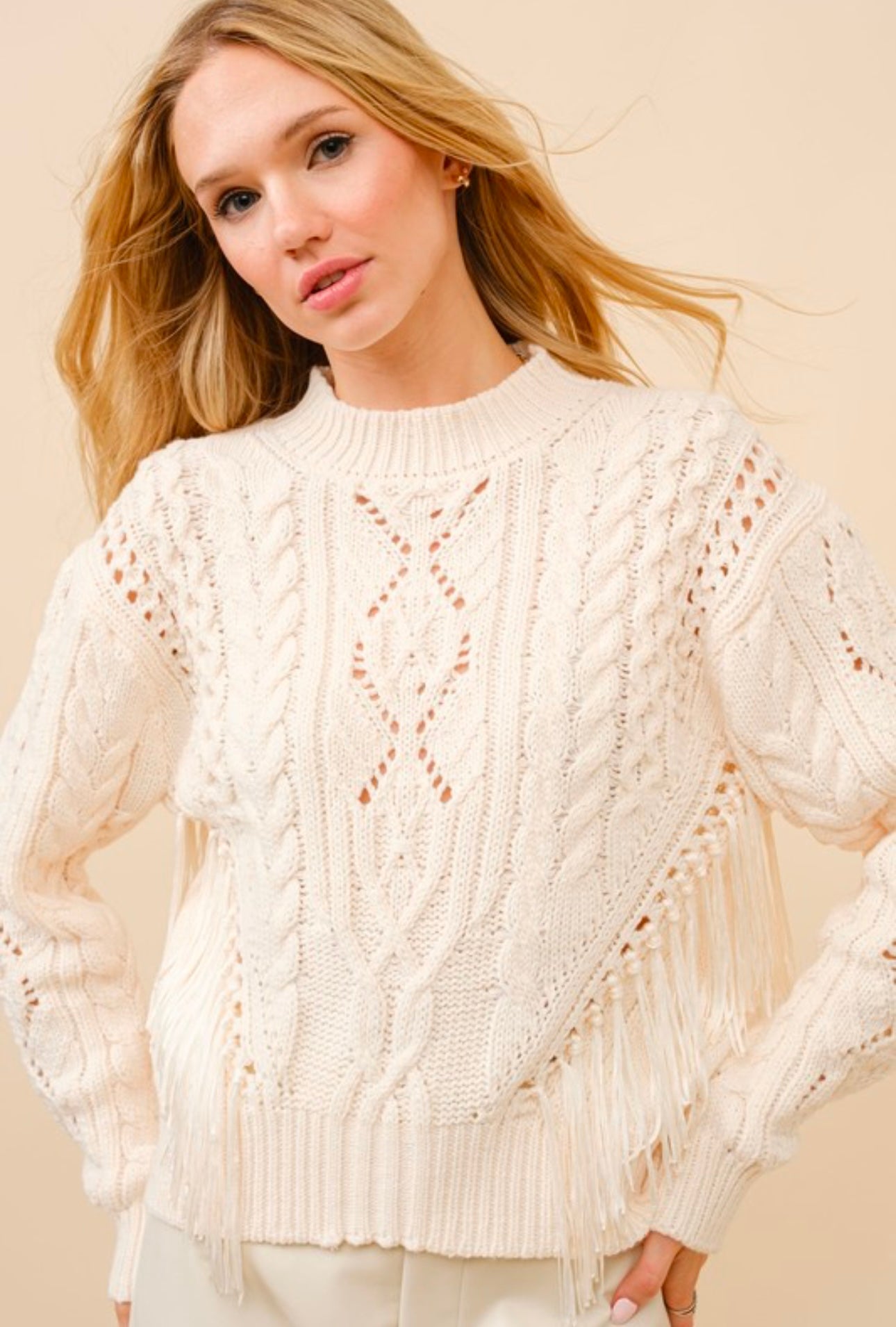 Cream Fringe Sweater - The Vault by Sacha