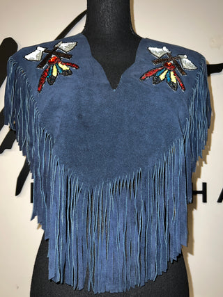Sequin Chief Suede Fringe Poncho