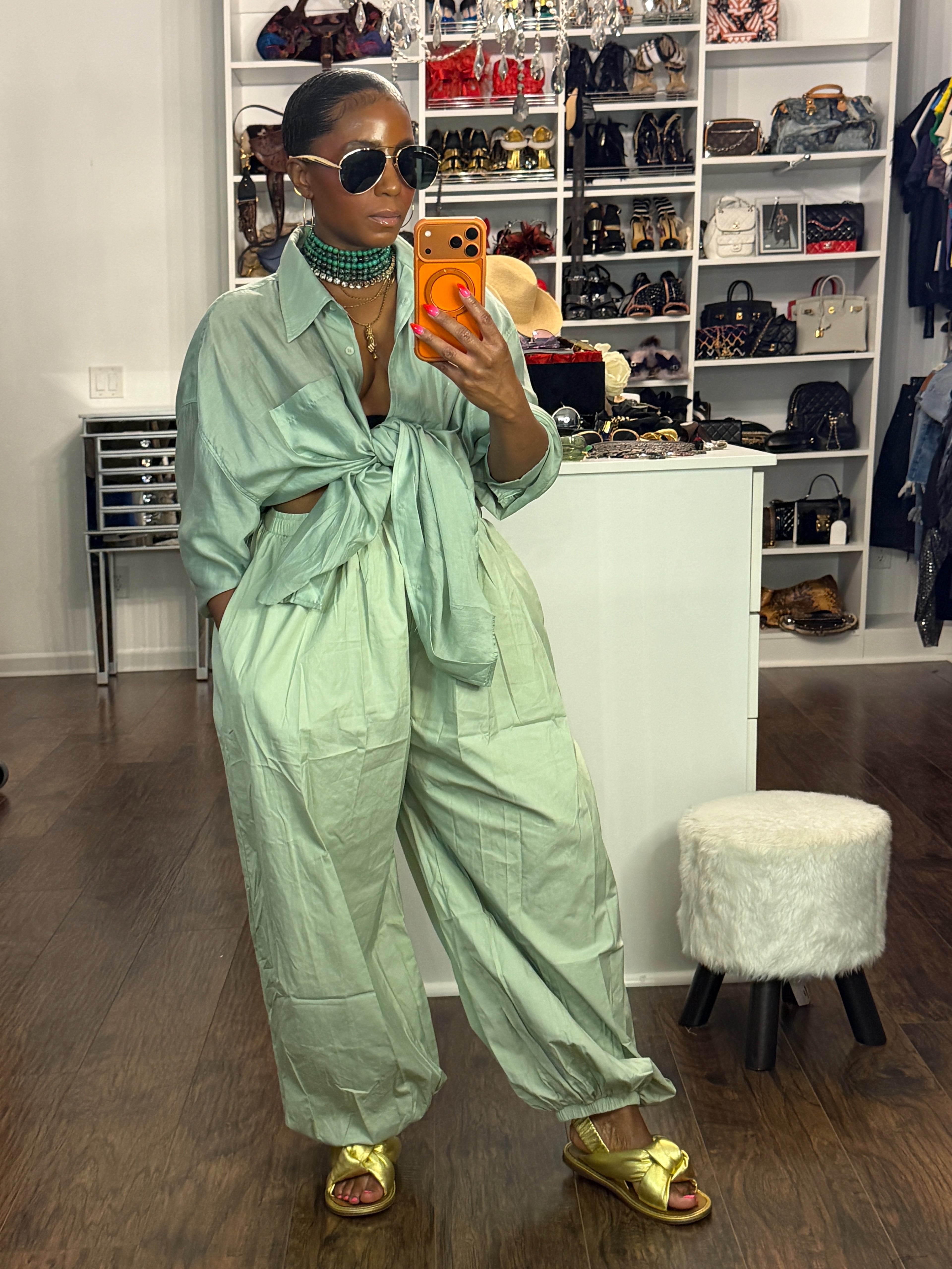 Sage Breeze Balloon Pants