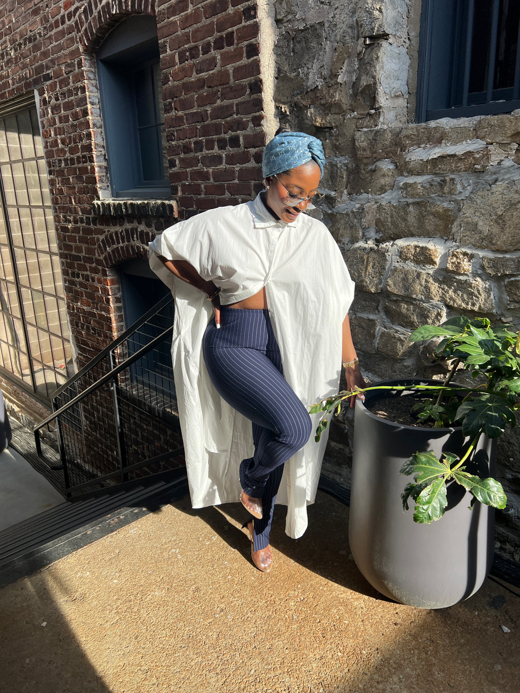 Pinstripe Split Bottom Leggings - The Vault by Sacha