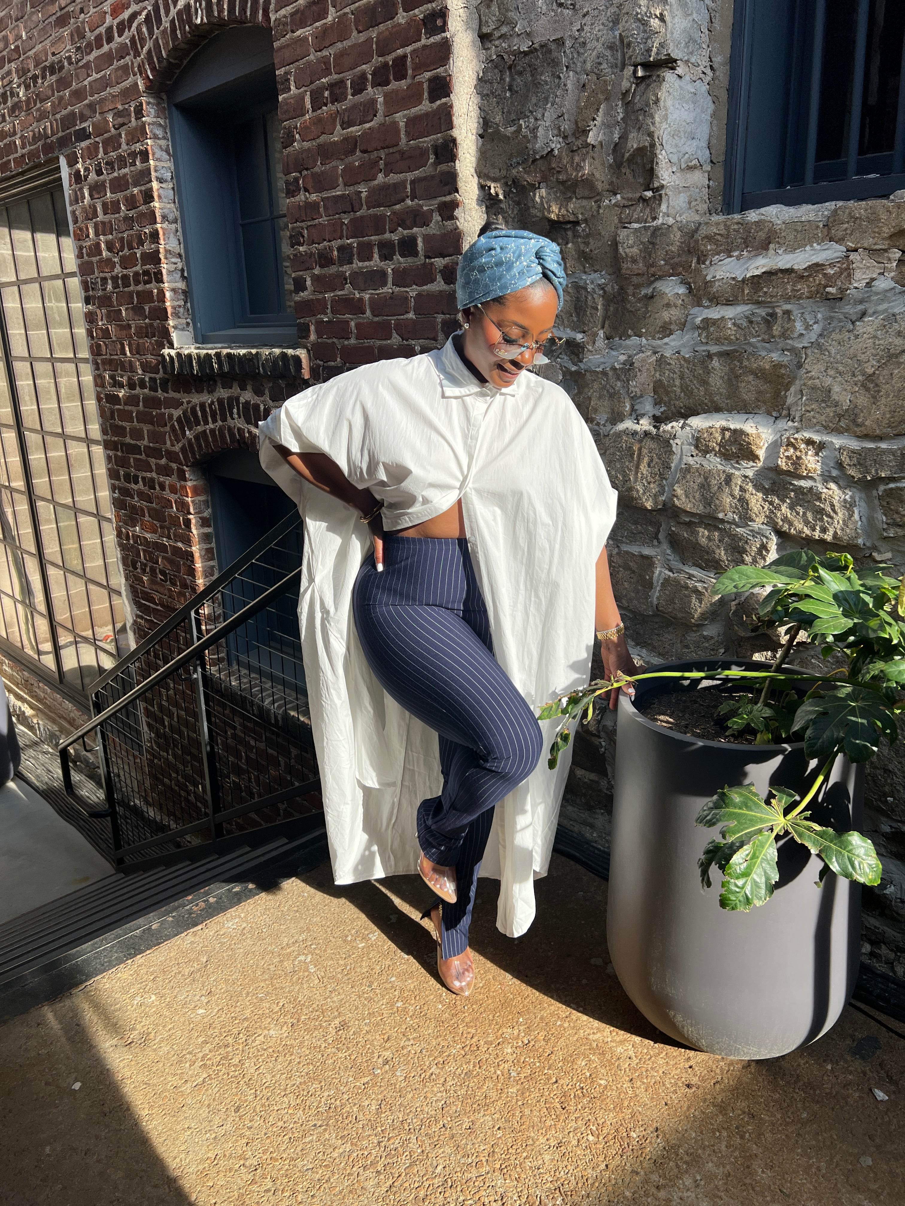 Pinstripe Split Bottom Leggings - The Vault by Sacha