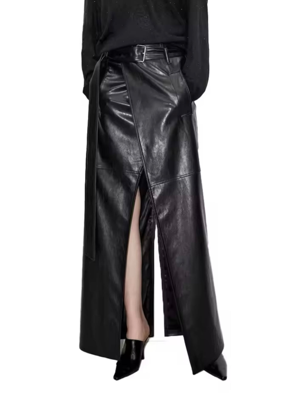 Maxi Split Leather Skirt - The Vault by Sacha