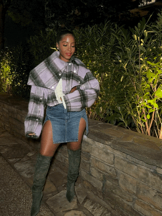 Plaid Crop Shearling Jacket