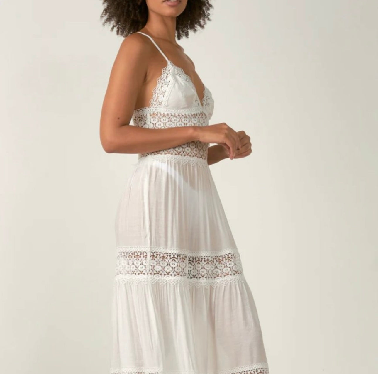 Lace Panel Strap Dress- WHITE – The Vault by Sacha