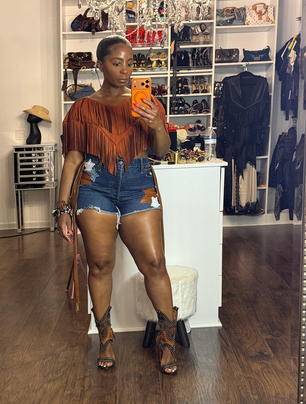 Leather Fringe cape