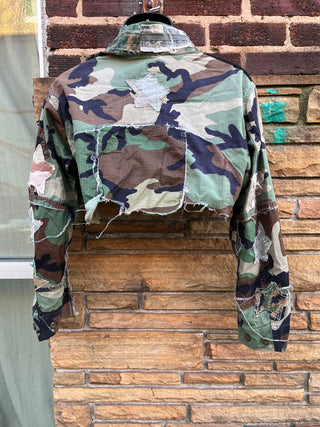 Custom Camo Crop Patchwork Jacket - The Vault by Sacha