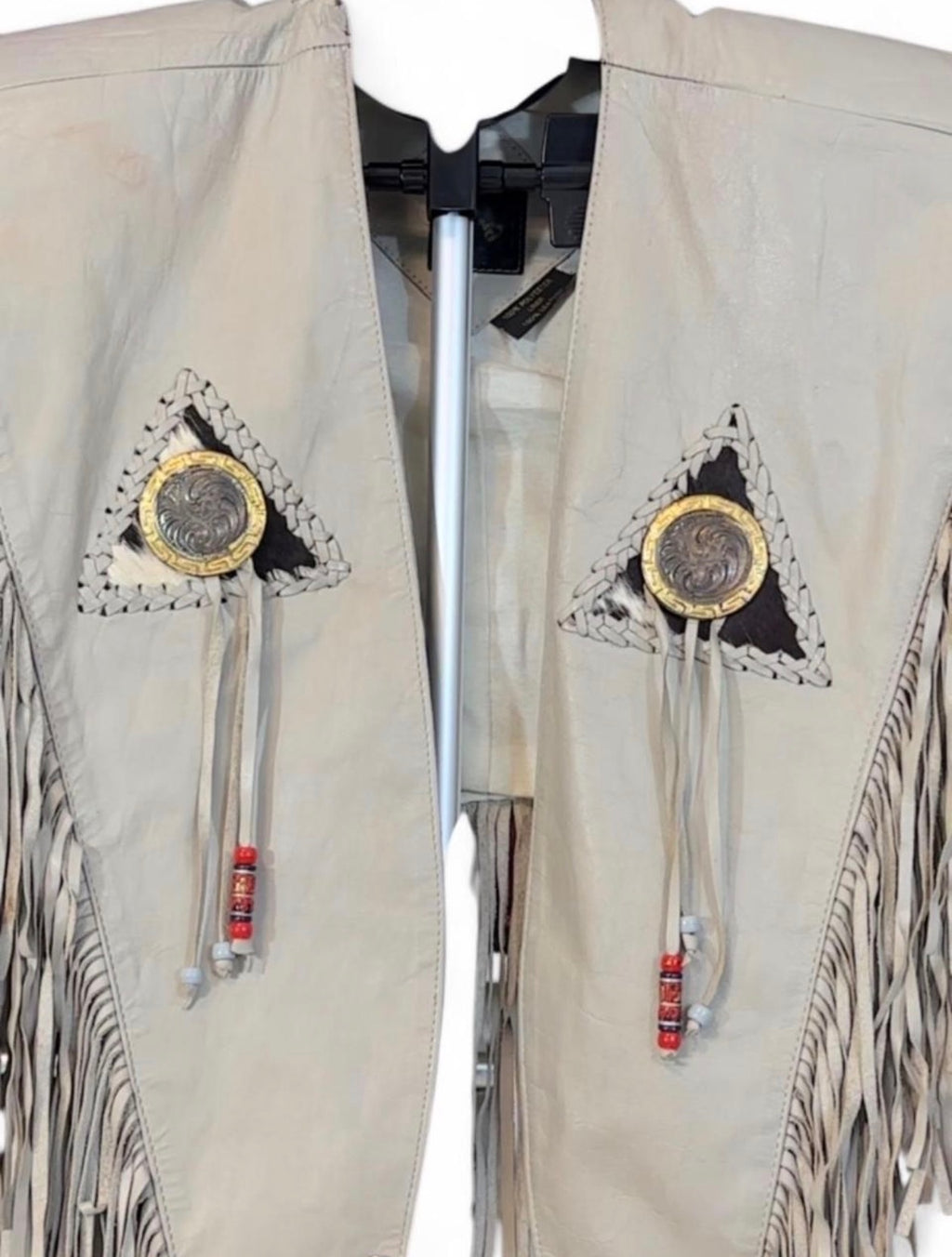 Cream Vintage Genuine Leather Fringe Poncho - The Vault by Sacha