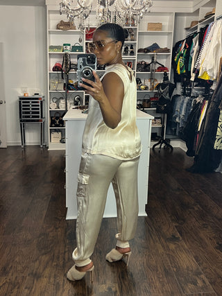 Satin Cargo Jogger Set - The Vault by Sacha