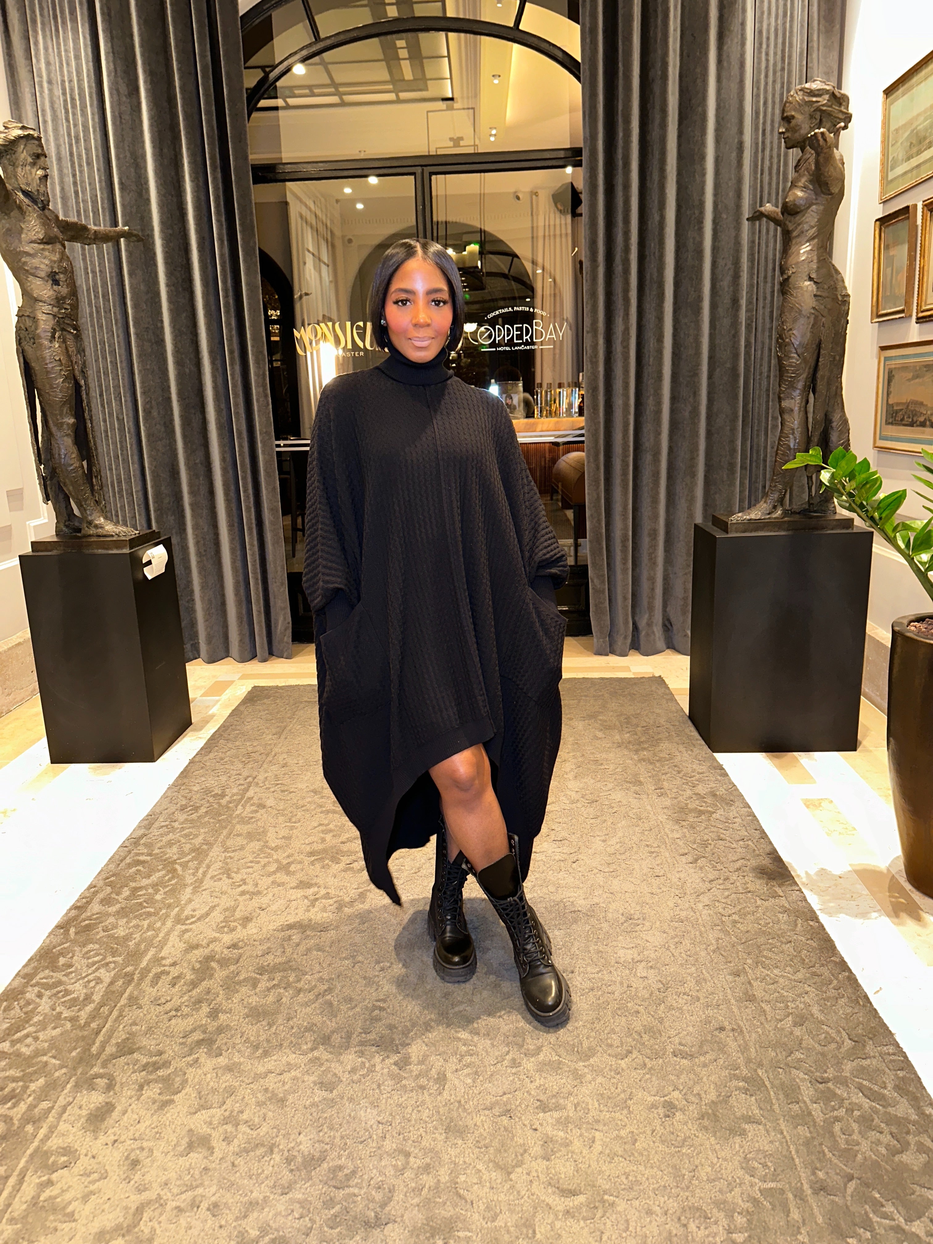 Hi Low Textured Knit Dress w/ pockets - The Vault by Sacha