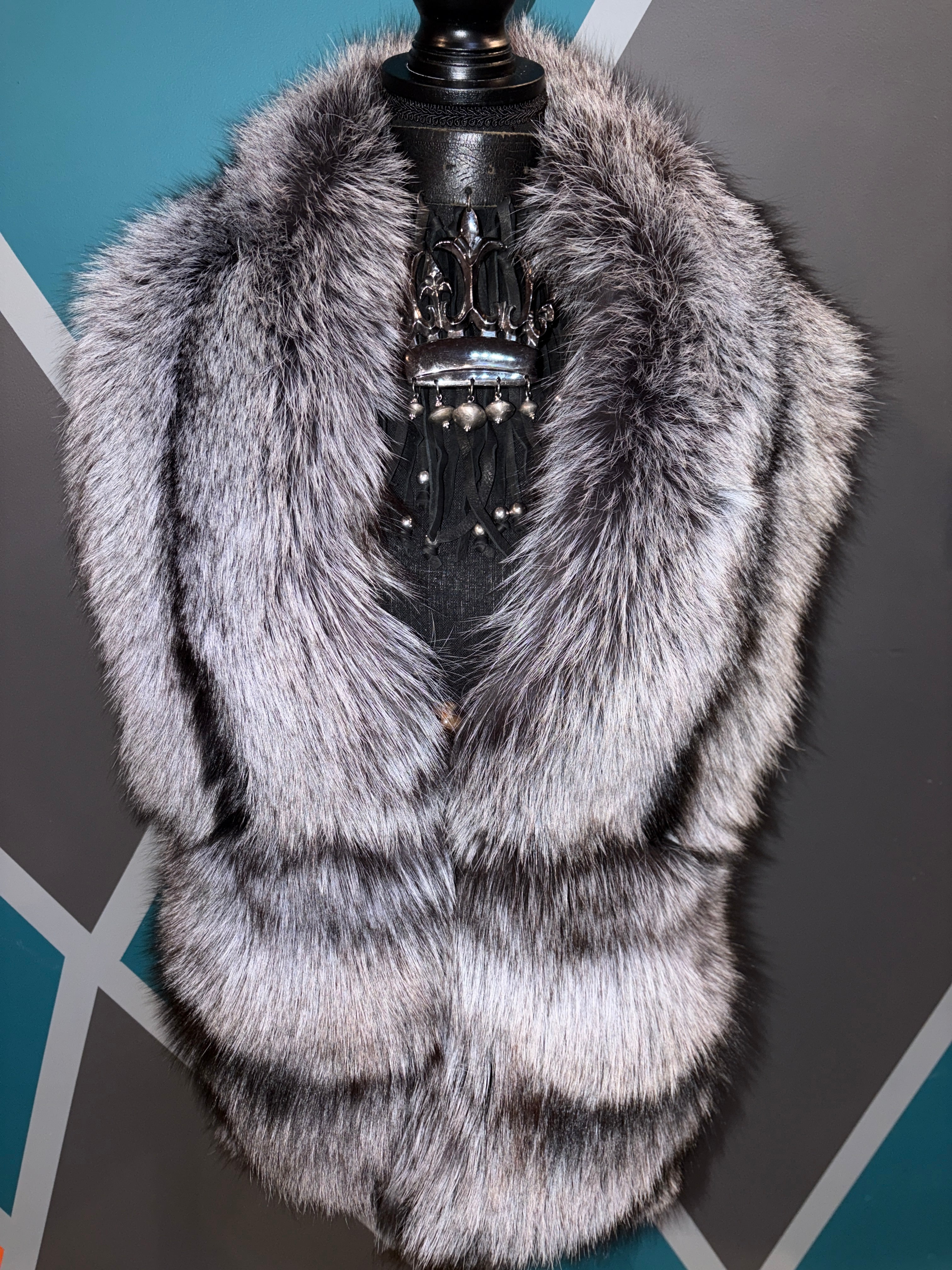 Grey Red Fox Fur Scarf w/pockets - The Vault by Sacha