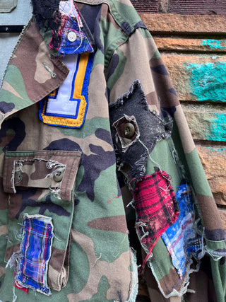 Custom Royal Blue 4 Patchwork Crop Jacket - The Vault by Sacha