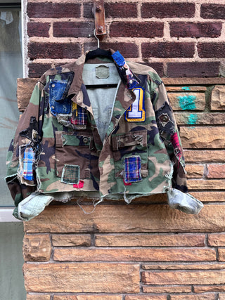 Custom Royal Blue 4 Patchwork Crop Jacket - The Vault by Sacha