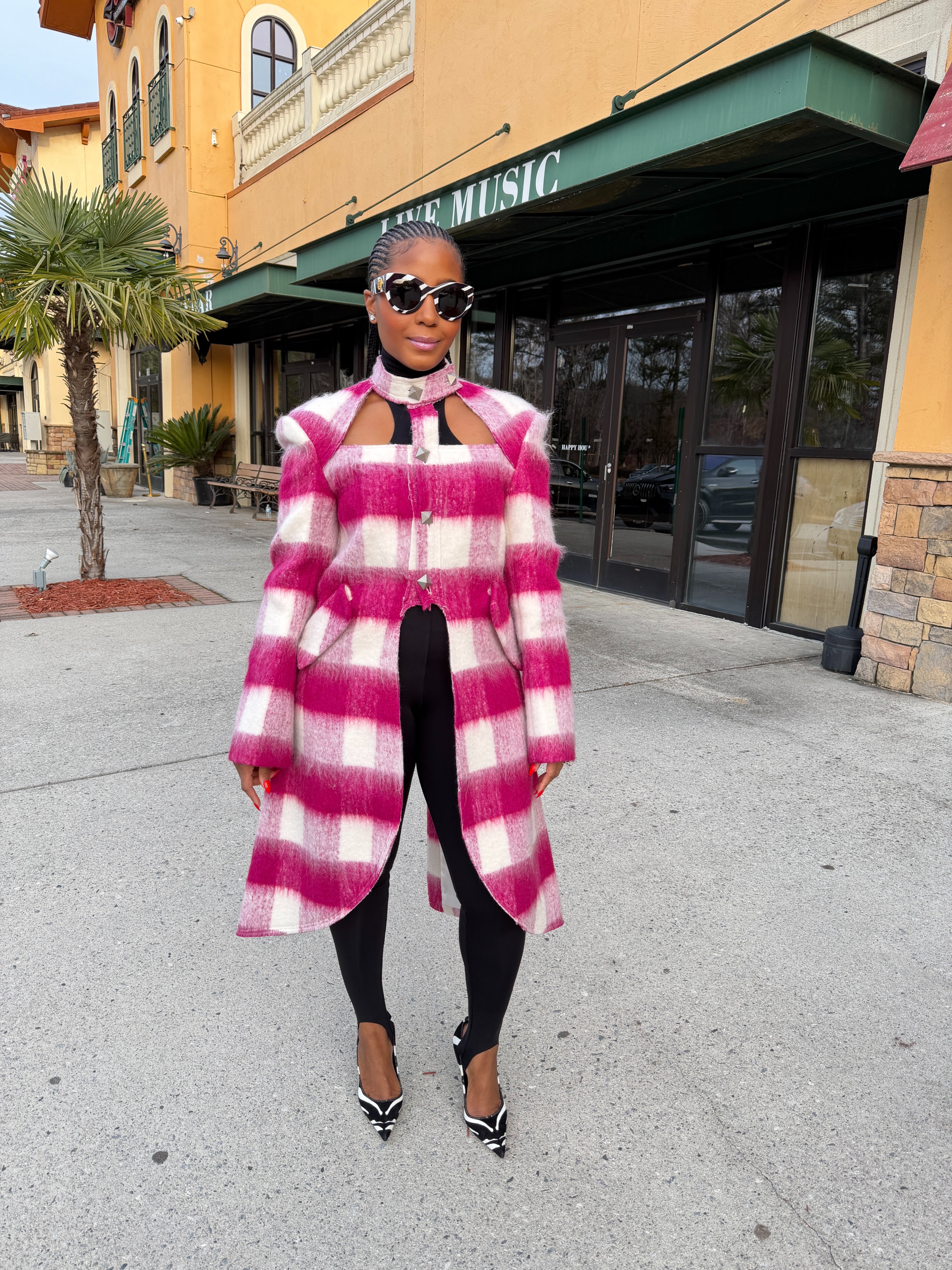 Magenta Mohair Cut out Coat - The Vault by Sacha