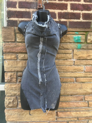 Custom Gray Distressed Halter Top