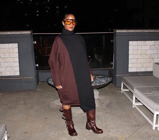 Chocolate drop knit sweater dress