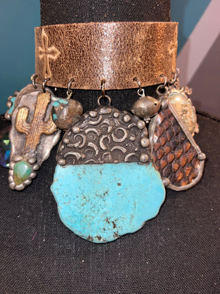Turquoise + Cross Handmade Choker