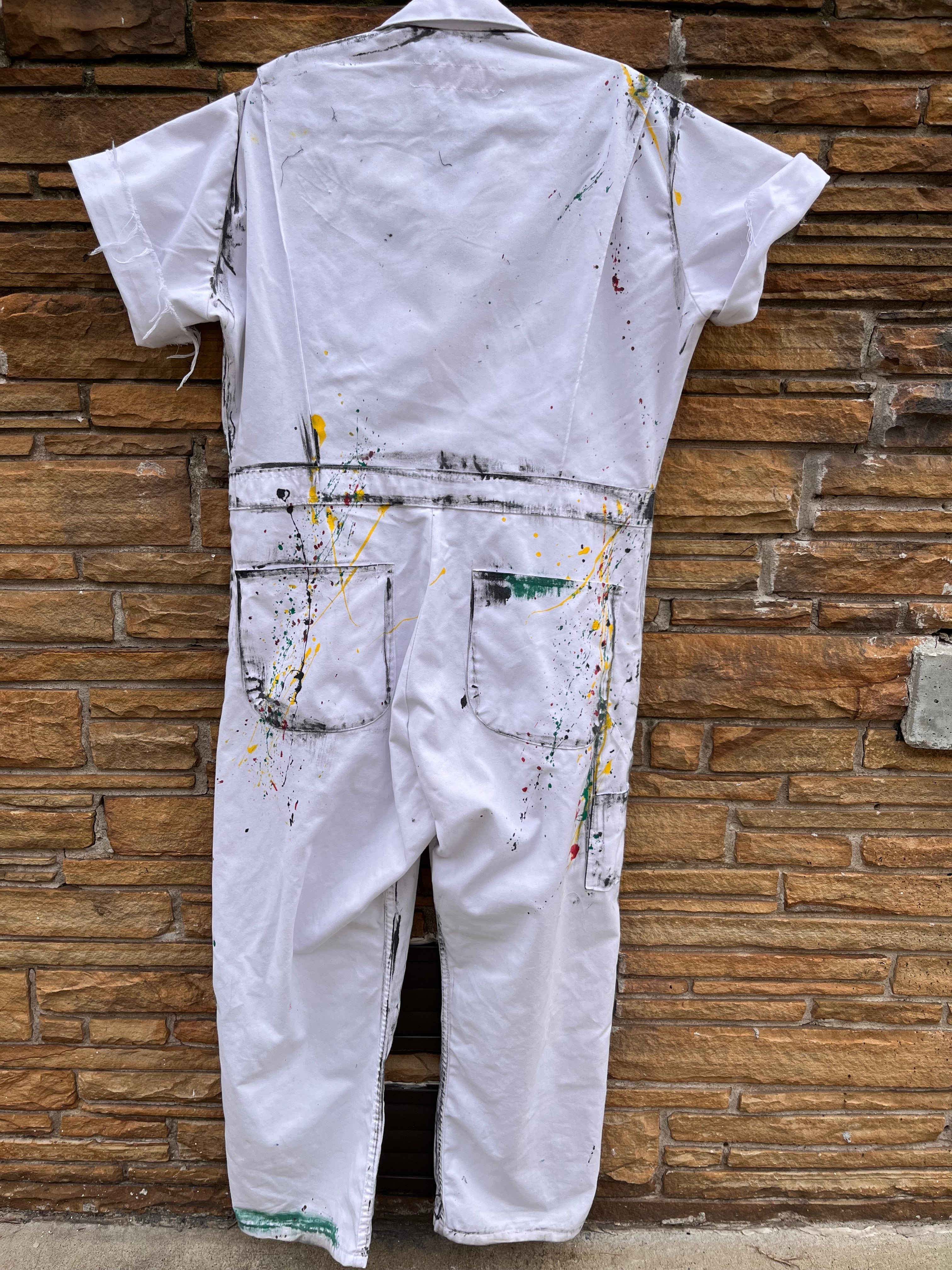Custom White Paint Splatter Jumpsuit - The Vault by Sacha