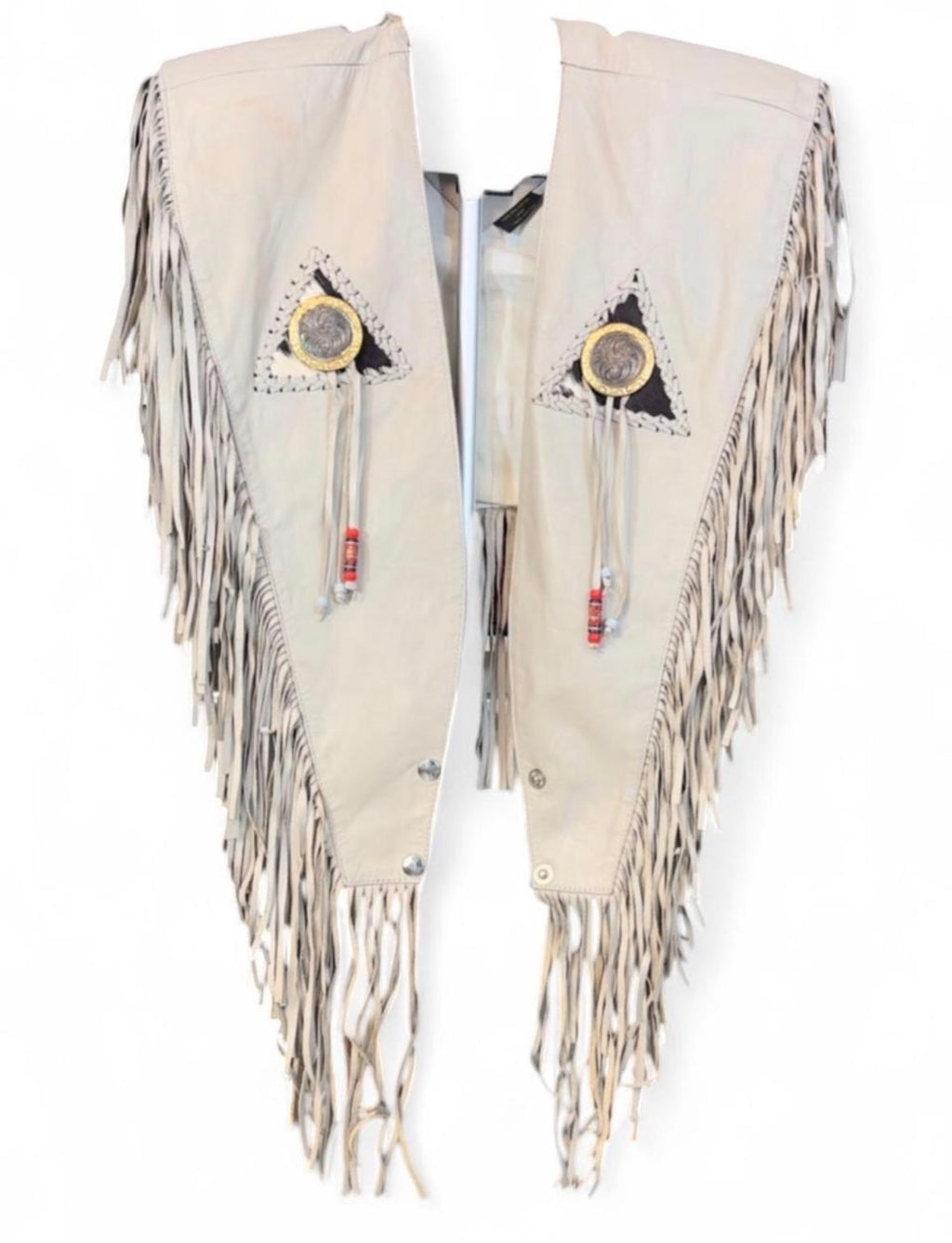 Cream Vintage Genuine Leather Fringe Poncho - The Vault by Sacha