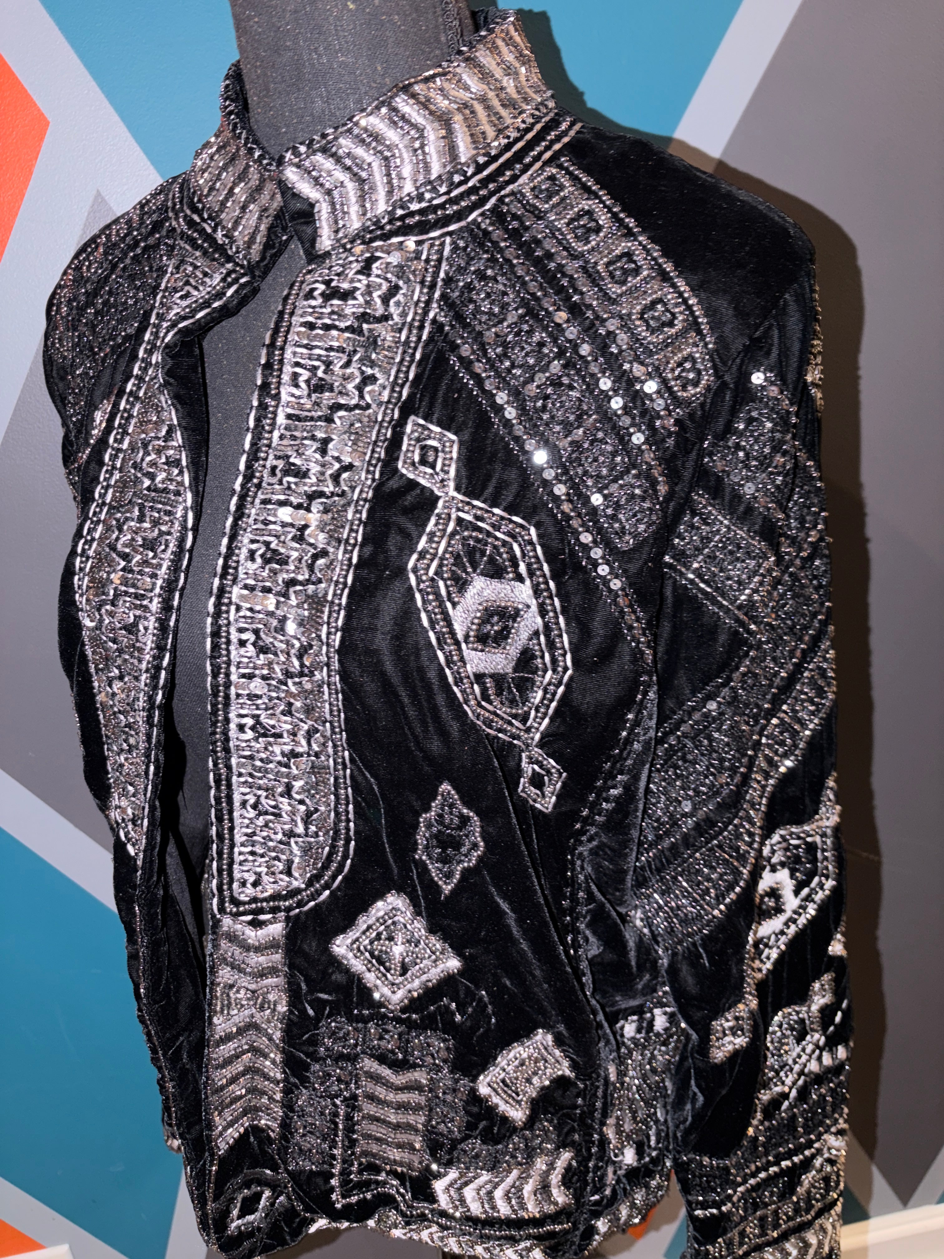 Velvet Embroidered Sequin Jacket - The Vault by Sacha