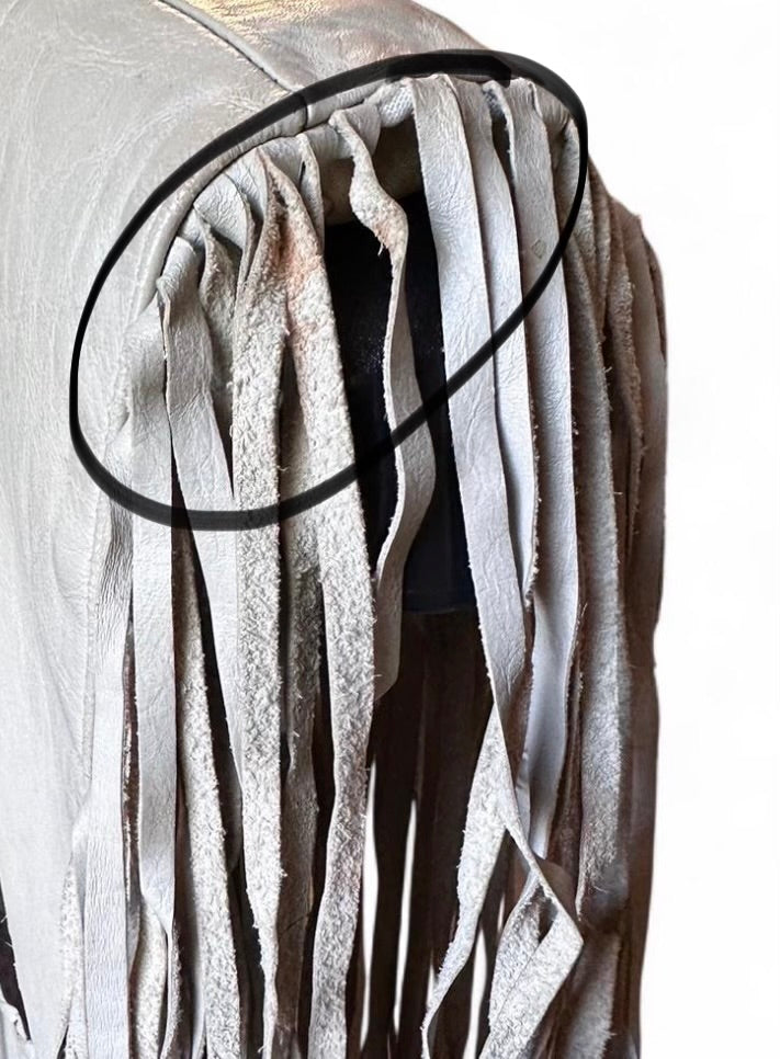 Cream Vintage Genuine Leather Fringe Poncho - The Vault by Sacha