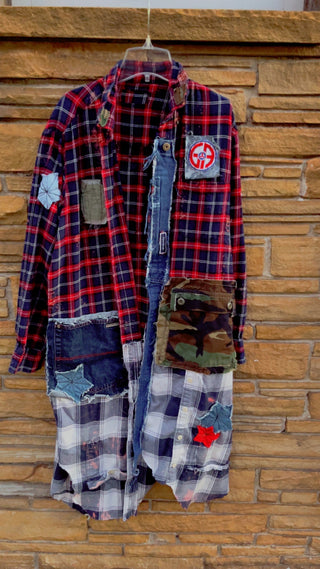 Custom Star Patchwork Multi Plaid  Duster