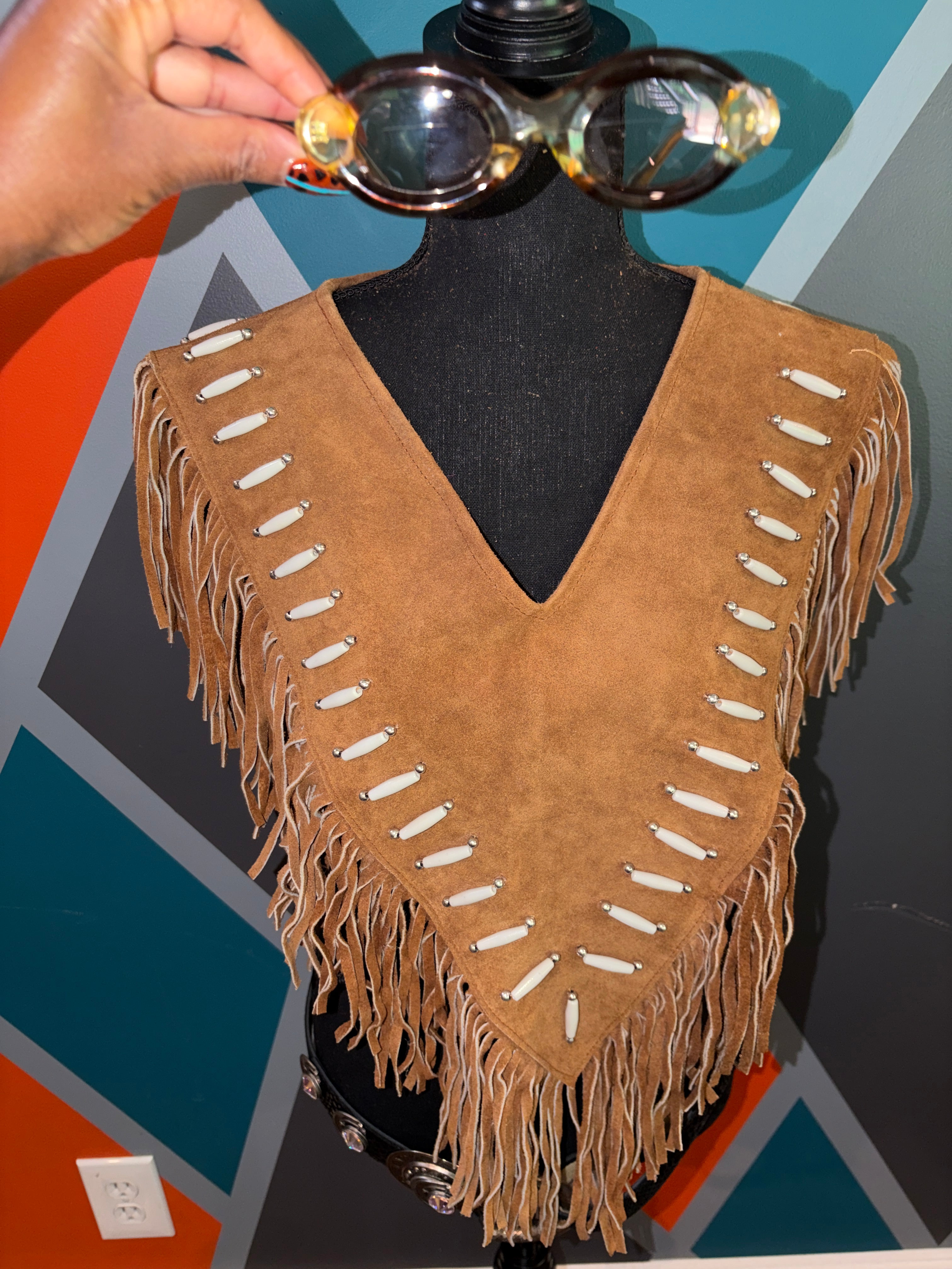 Buffalo bone Suede Poncho
