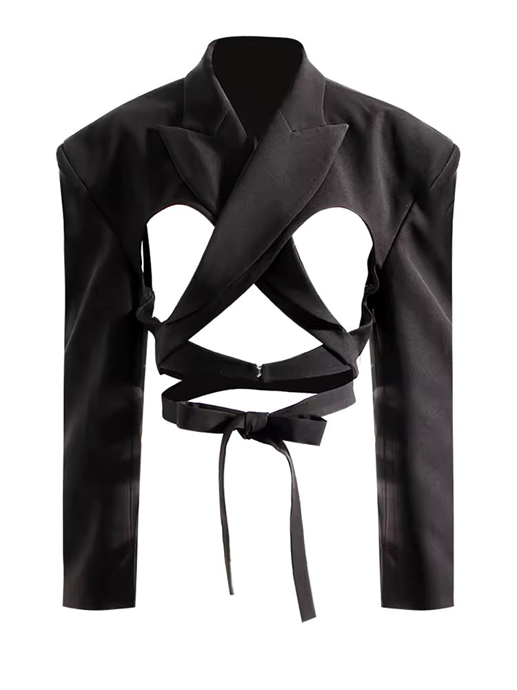 Black Cropped Cut Out Blazer - The Vault by Sacha