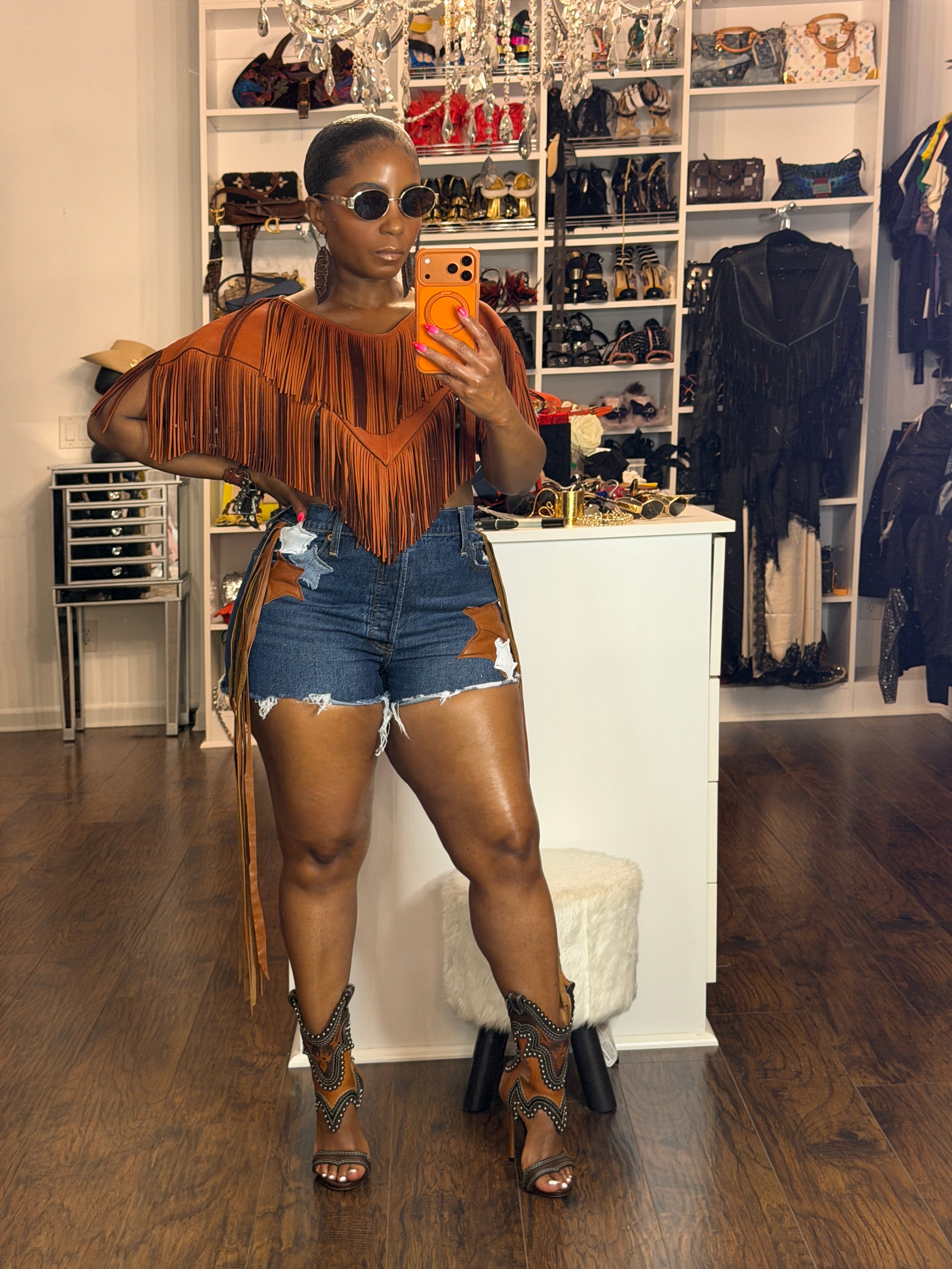 Leather Fringe cape