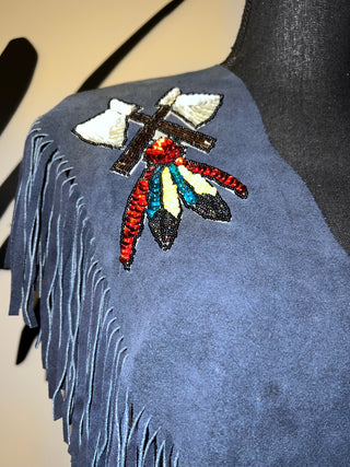 Sequin Chief Suede Fringe Poncho