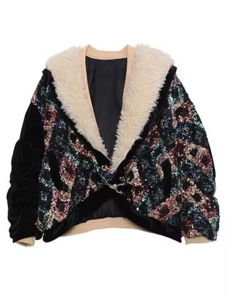 Sequin Shearling Bomber jacket - The Vault by Sacha