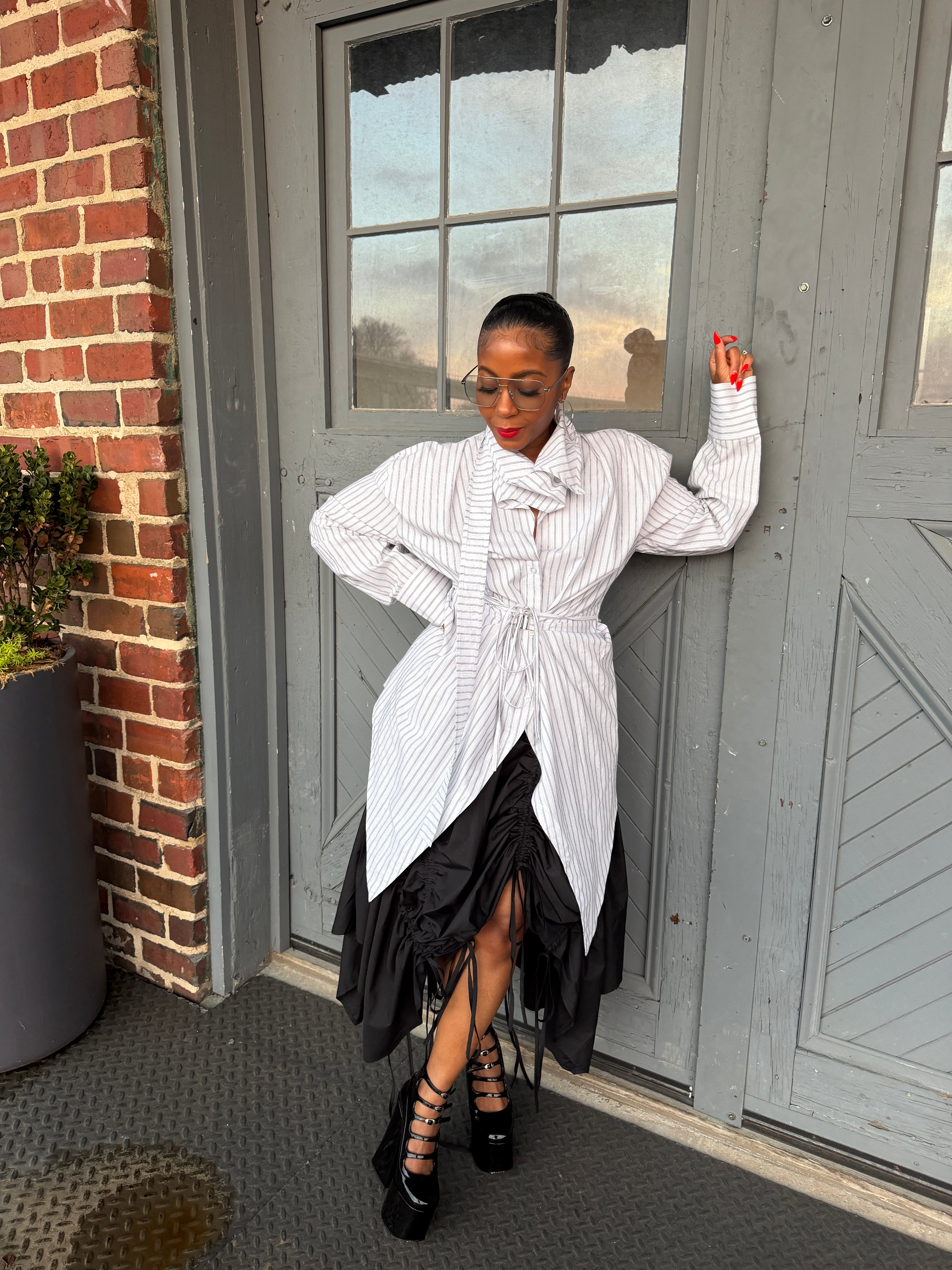 Pinstripe Tunic Shirt-Preorder - The Vault by Sacha