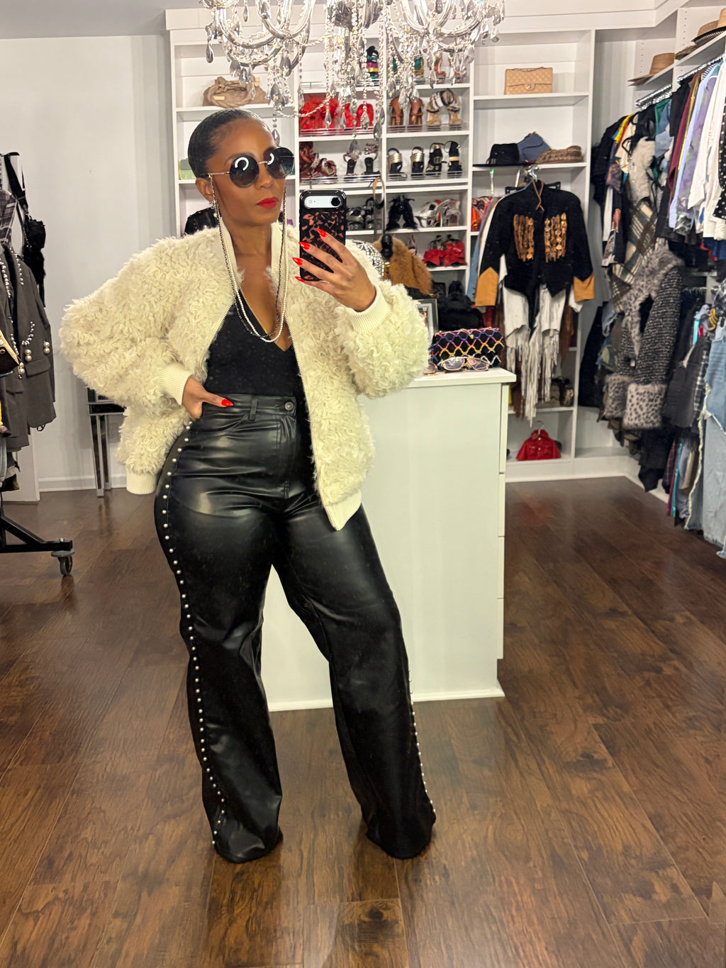 Pearl Studded Wide Leg Jeans - The Vault by Sacha