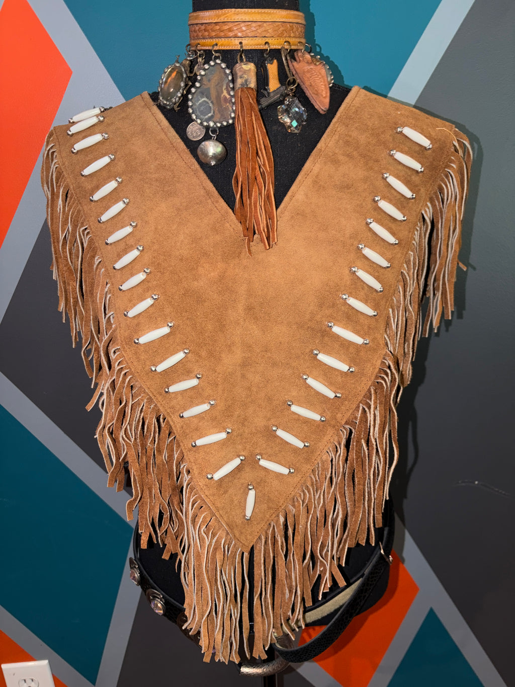 Buffalo bone Suede Poncho