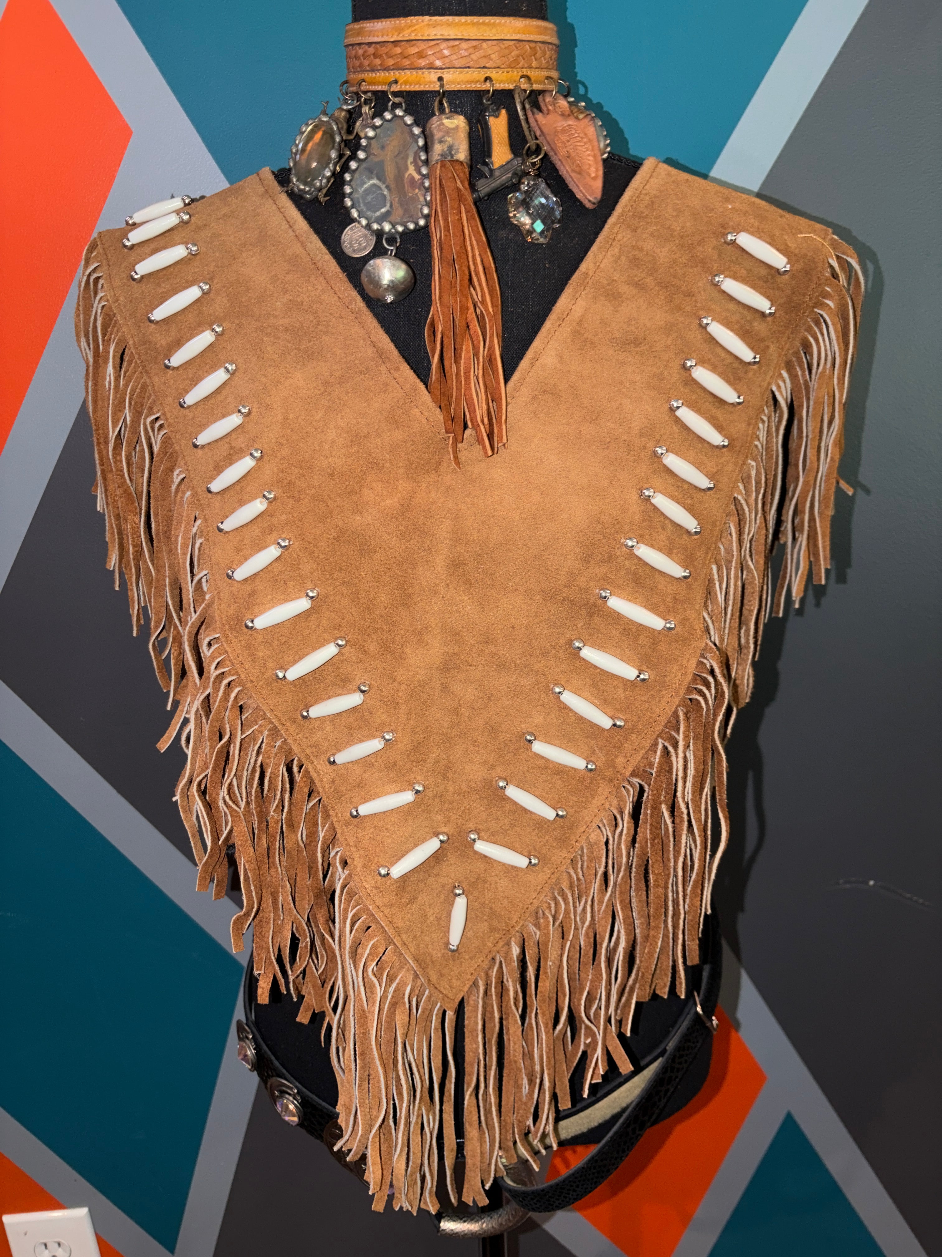 Buffalo bone Suede Poncho