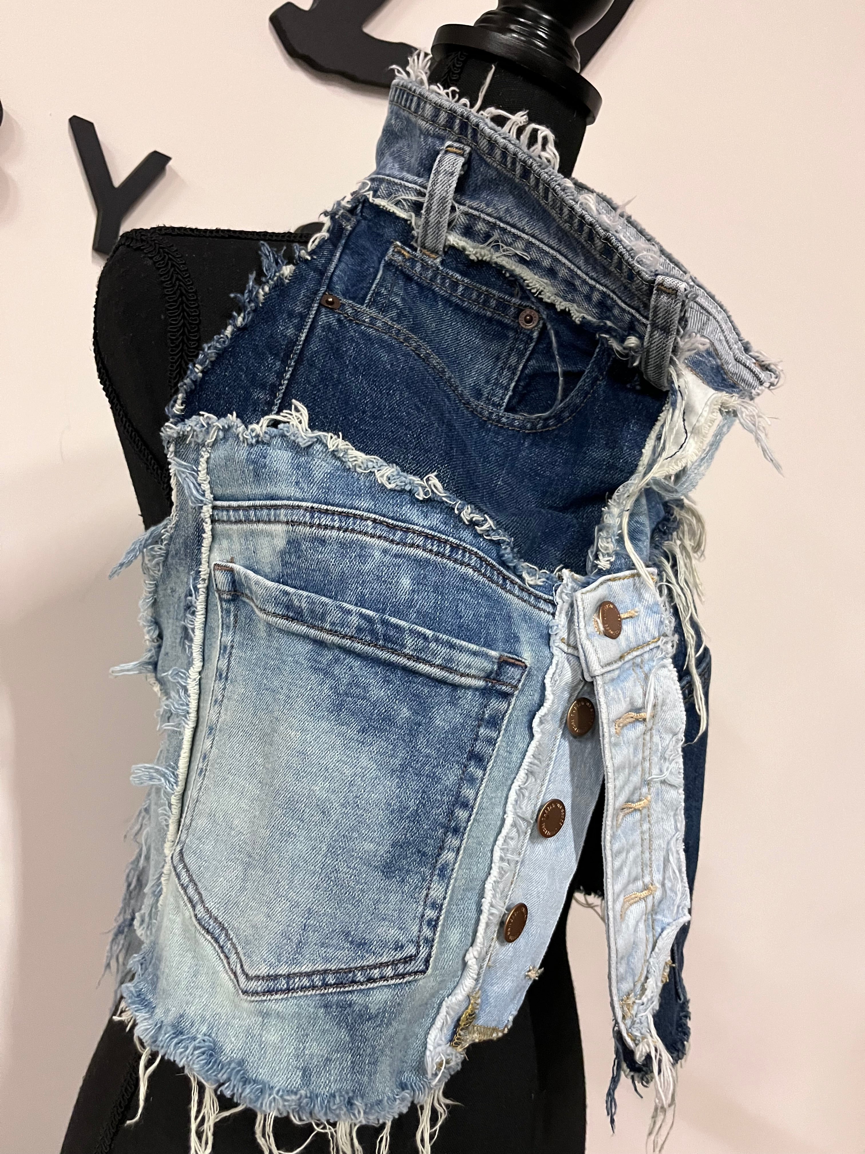 Custom Multi Denim Halter Top - The Vault by Sacha
