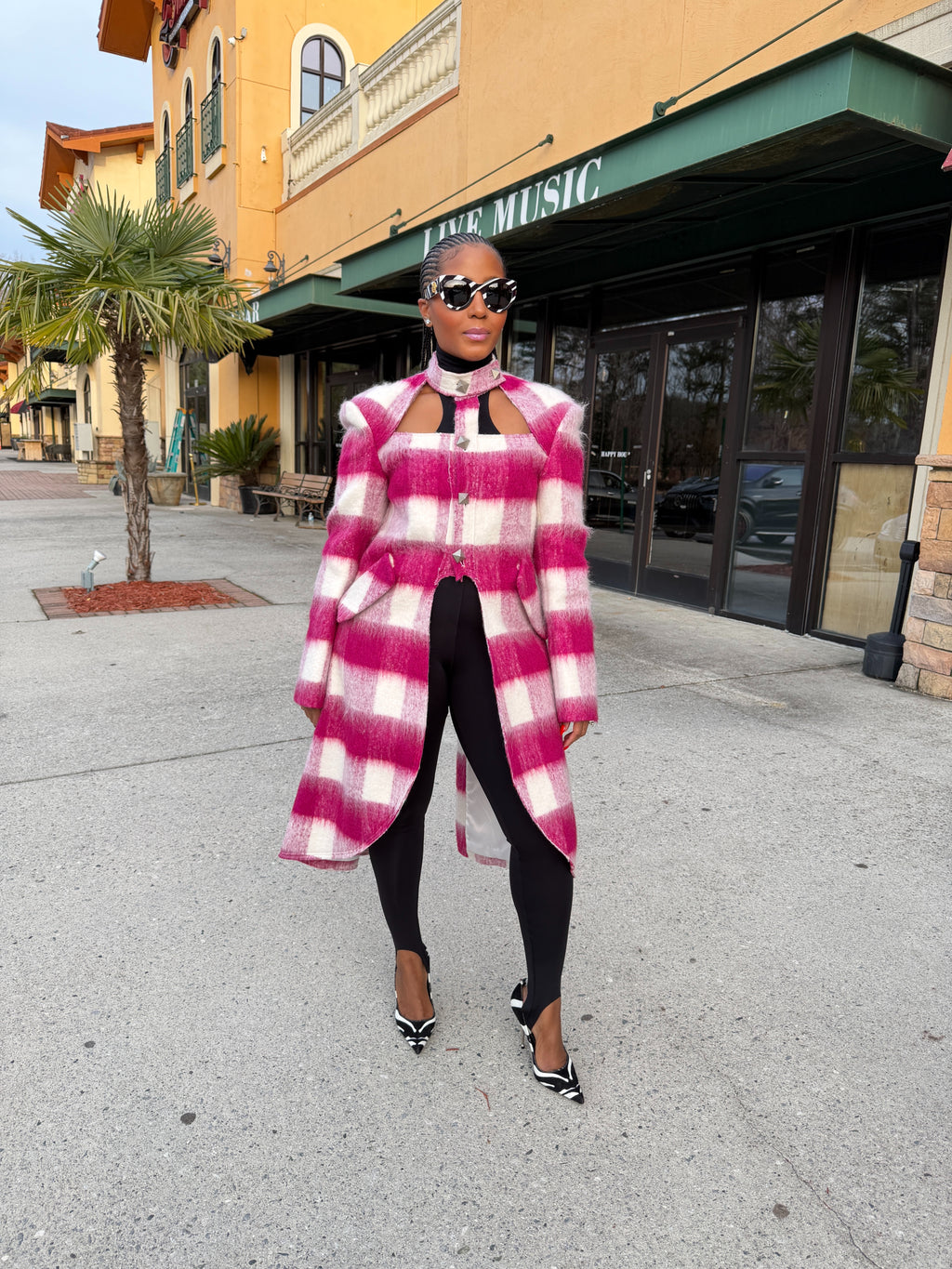 Magenta Mohair Cut out Coat - The Vault by Sacha