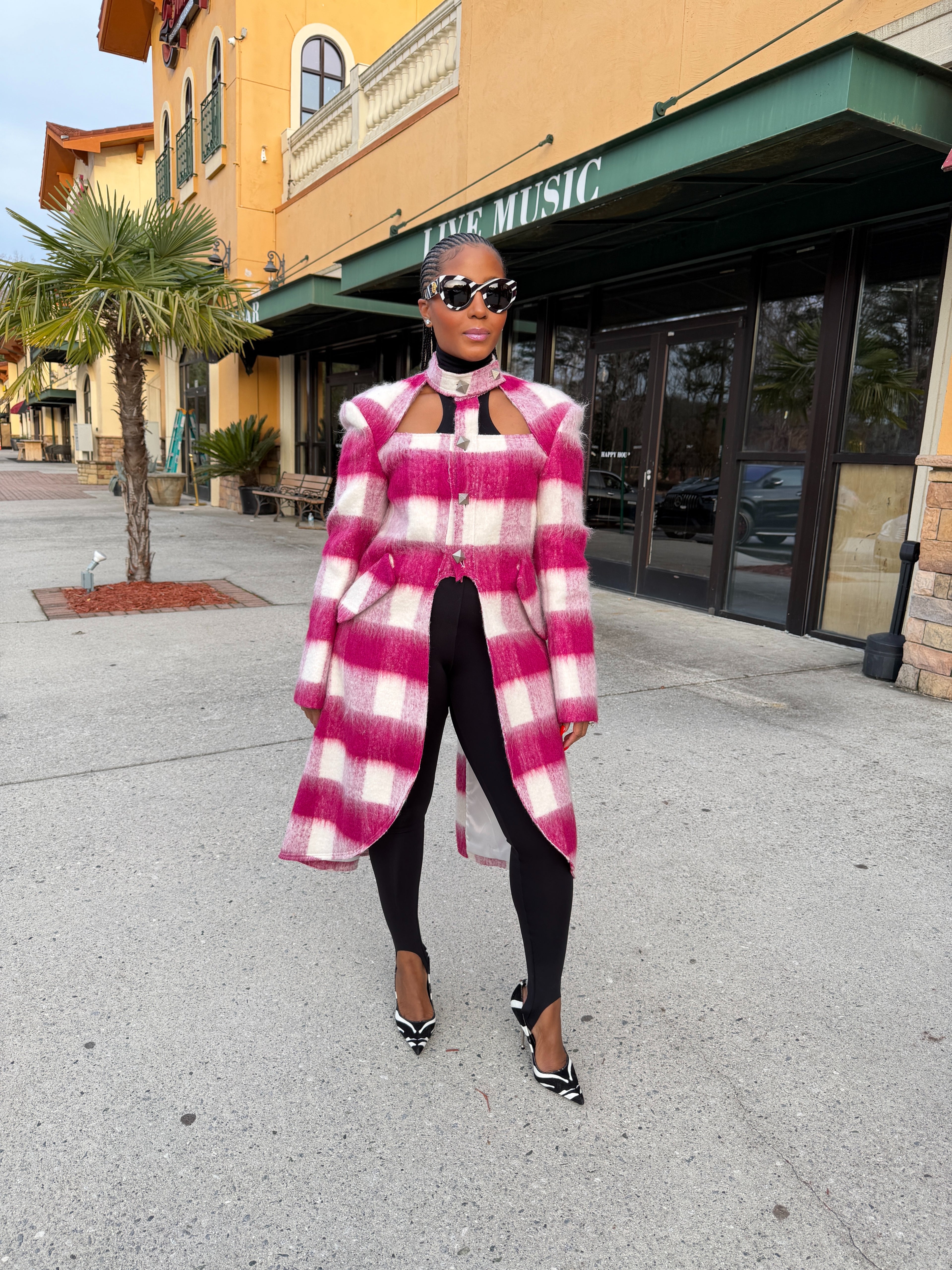 Magenta Mohair Cut out Coat - The Vault by Sacha