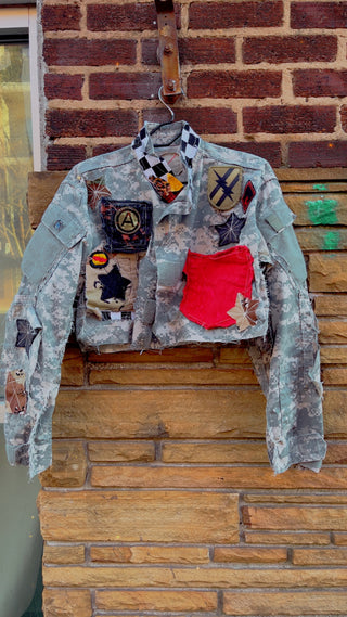 Custom Digital Camo Red 8 Patchwork Jacket