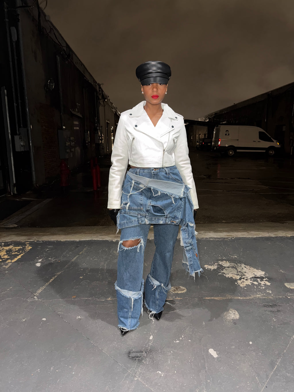 Blue Upside down Slanted Custom jeans - The Vault by Sacha