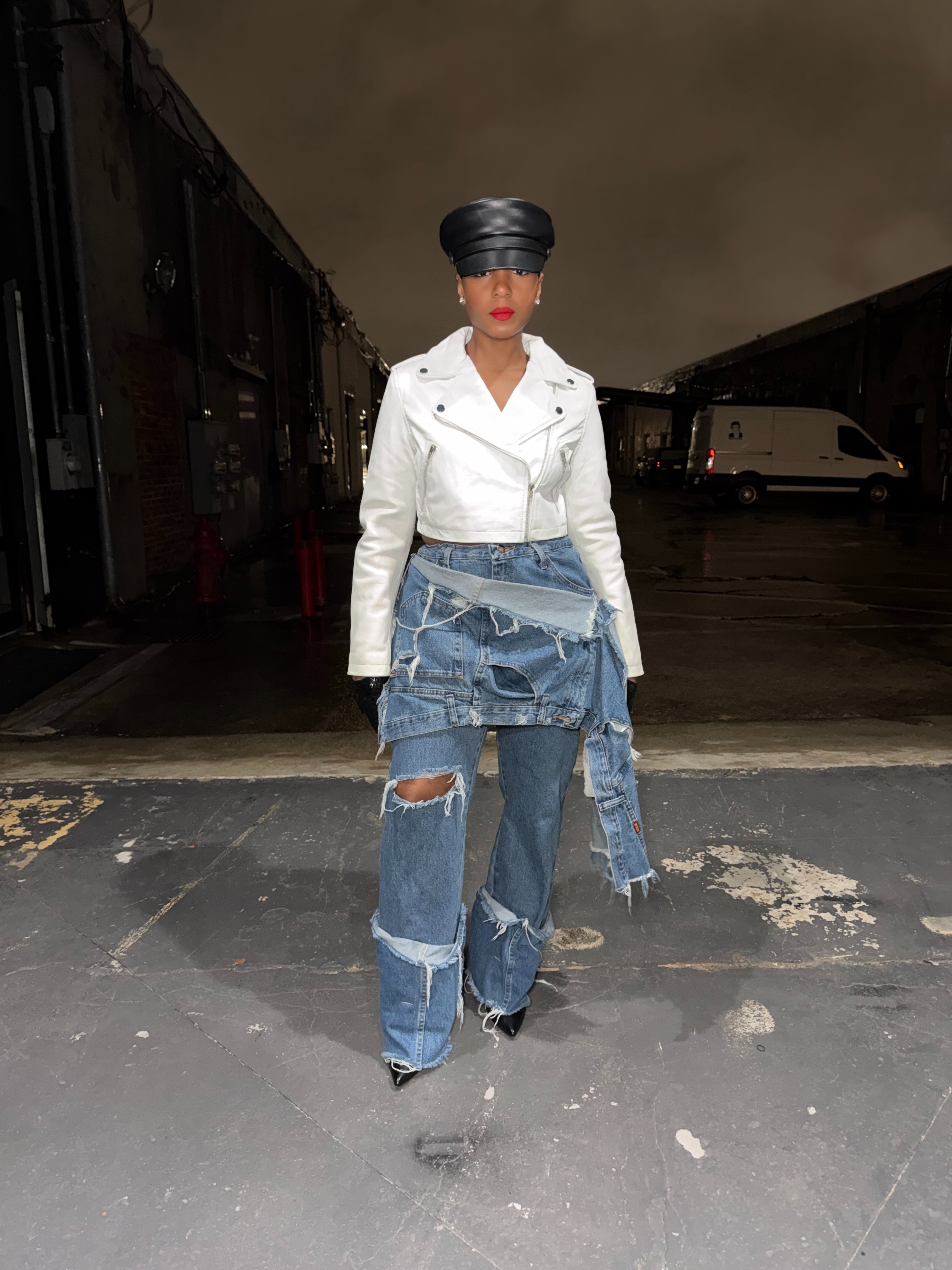 Blue Upside down Slanted Custom jeans - The Vault by Sacha