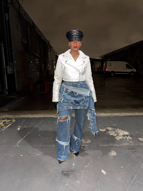 Blue Upside down Slanted Custom jeans - The Vault by Sacha