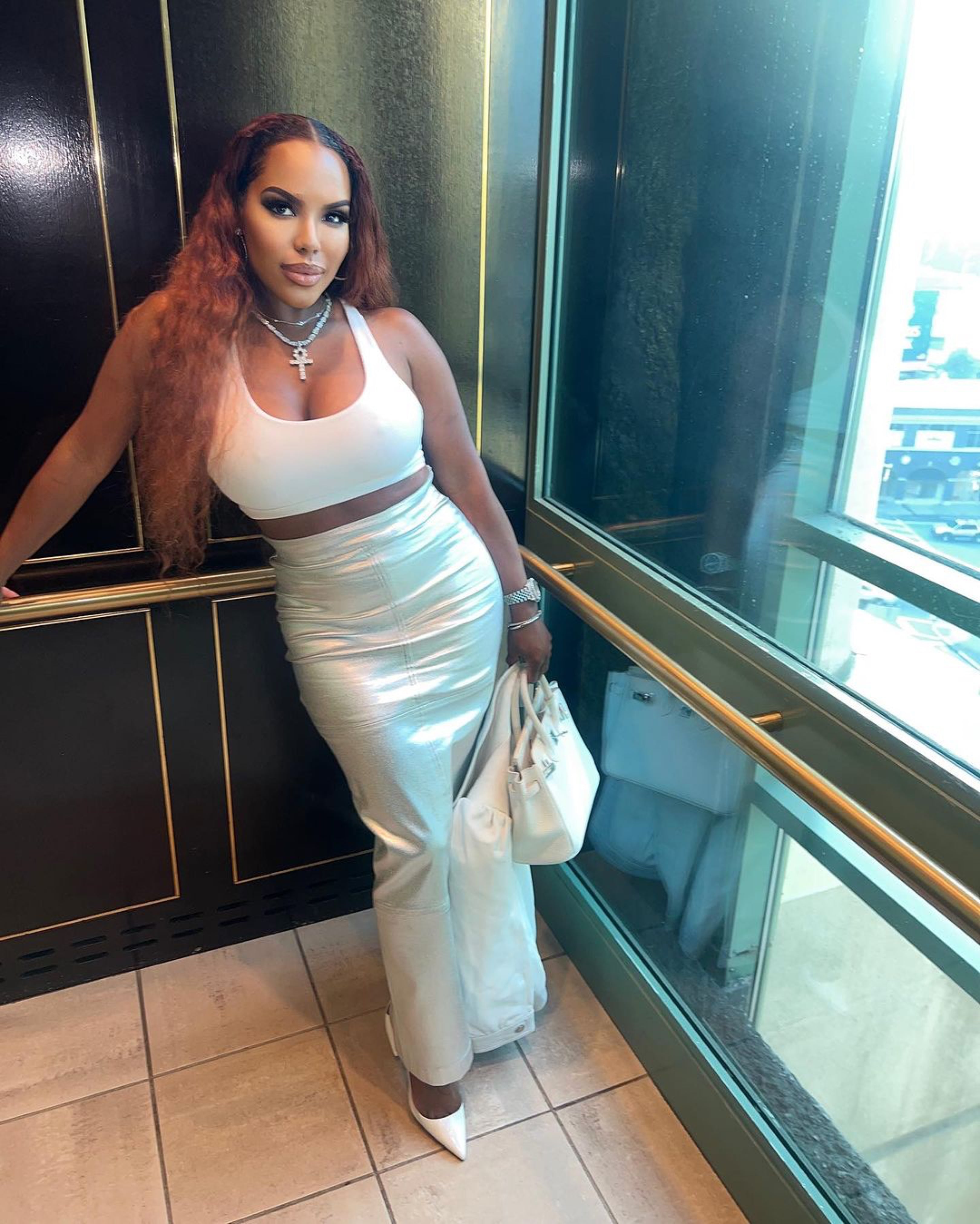 Platinum Stretch Pencil Skirt - The Vault by Sacha